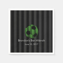 Servilleta De Papel Bar Mitzvah Esmerald Green y Black Soccer Ball