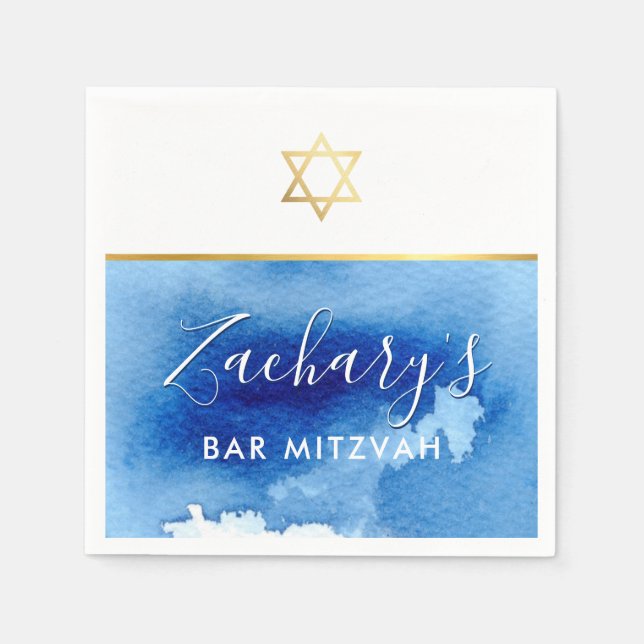 Servilleta De Papel BAR MITZVAH moderna estrella dorada inteligente co (Anverso)