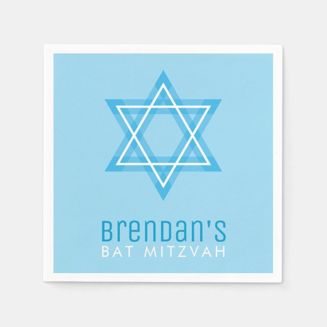 Servilleta De Papel BAR MITZVAH moderno y elegante estrella azul (Anverso)