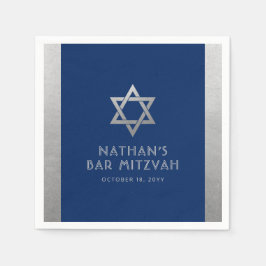 Servilleta De Papel Bar Mitzvah Silver Blue Moderno Simple Personaliza