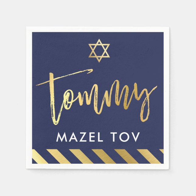 Servilleta De Papel Bar personalizado Mitzvah mazel tov para la marina (Anverso)