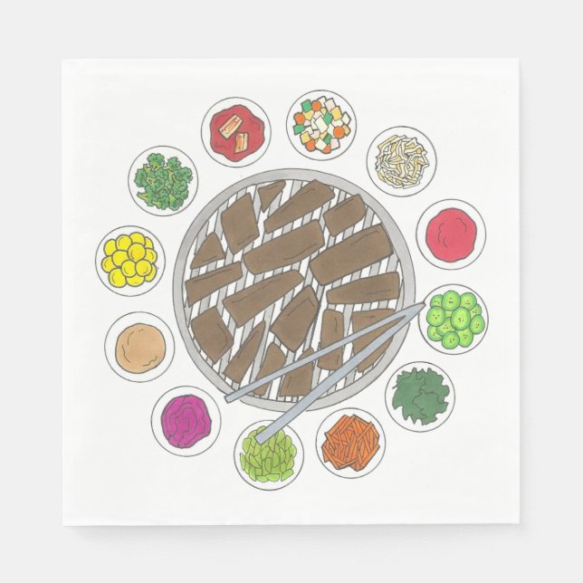 Servilleta De Papel Barbacoa de barbacoa coreana asada comida banchan  (Anverso)