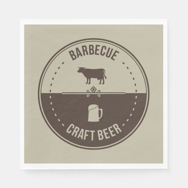 Servilleta De Papel Barbeque and Beer, BBQ Emblem Badge (Anverso)