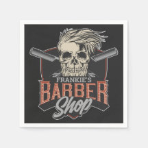 Barbería personalizada Hipster Skull y Razors