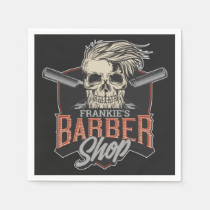Servilleta De Papel Barbería personalizada Hipster Skull y Razors