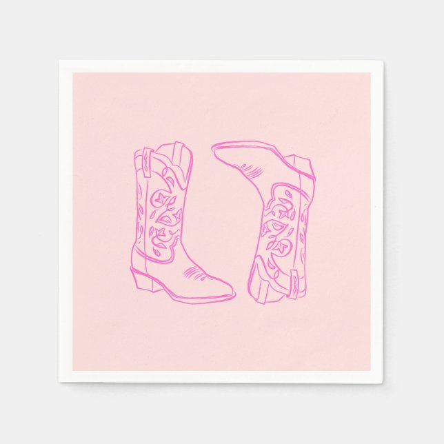 Servilleta De Papel Barbie Rosada Boots Cowgirl Bachelorette (Anverso)