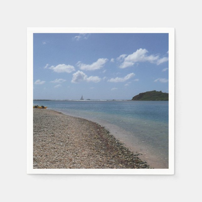 Servilleta De Papel Barco de vela a la distancia en Santo Tomás (Anverso)