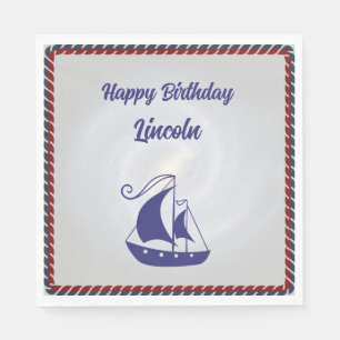 Servilleta De Papel Barco de vela con texto personalizado de marco de