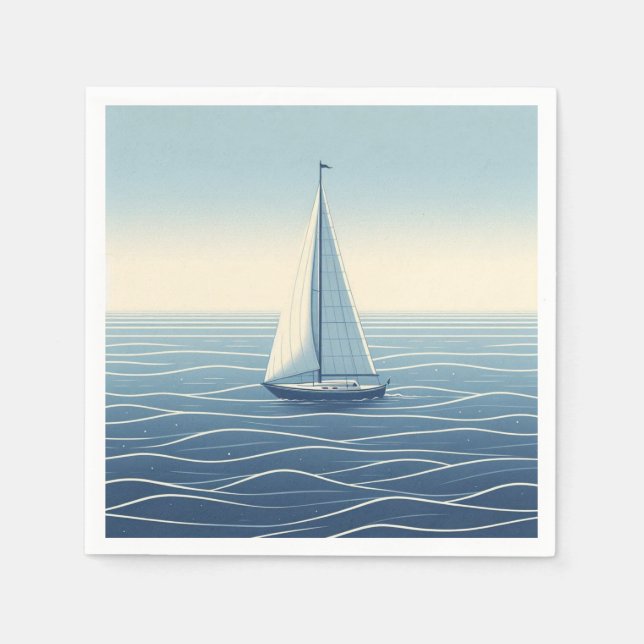 Servilleta De Papel Barco de vela en alta mar (Anverso)
