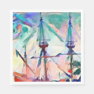 Servilleta De Papel barco de vela en puerto