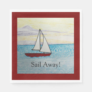 Servilleta De Papel Barco de vela rojo - Sail Away Stone Coaster