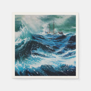 Servilleta De Papel Barco en el mar en tormenta