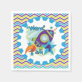 Servilleta De Papel Barco espacial 4toallas de papel de cumpleaños