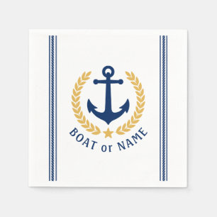 Servilleta De Papel Barco o nombre familiar Anchor Laurel Rope Stripes