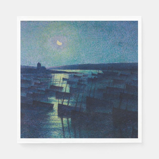 Servilleta De Papel Barcos de pesca a la luz de la luna (Camaret, Fran (Anverso)