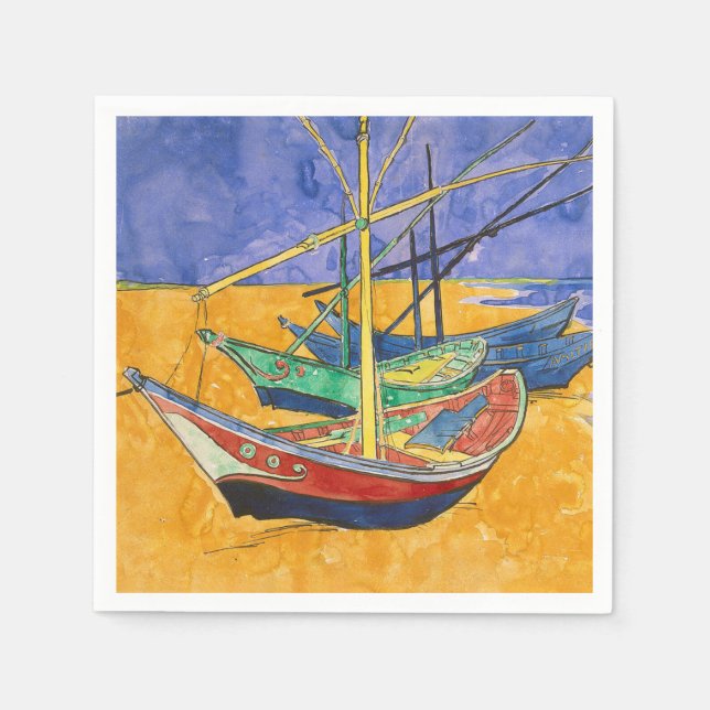 Servilleta De Papel Barcos de Van Gogh Impresionismo Playa (Anverso)