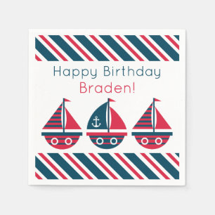 Servilleta De Papel Barcos de vela a rayas Napkins Fiesta personalizad