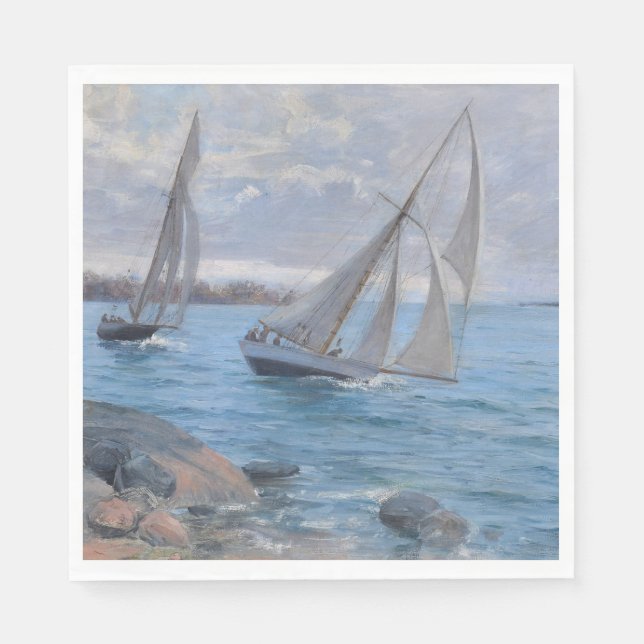 Servilleta De Papel Barcos de vela en el río (Anverso)