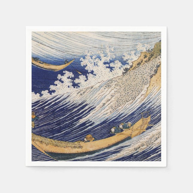 Servilleta De Papel Barcos marinos de las olas del océano de Hokusai (Anverso)