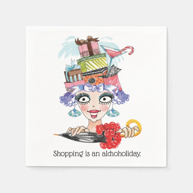 Servilleta De Papel Barmaid Lady Funny Cara Cocktail Papel Napkin (Anverso)