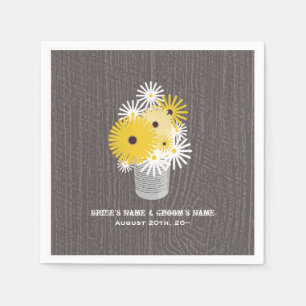 Servilleta De Papel Barnwood + Tin Can Of Wildflowers Boda Napkins