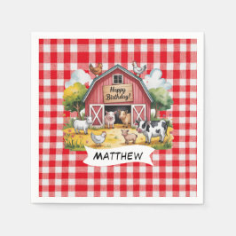 Servilleta De Papel Barnyard Animals 1st. Birthday Party