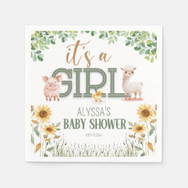 Servilleta De Papel Barnyard Animals Baby Girl Baby Shower
