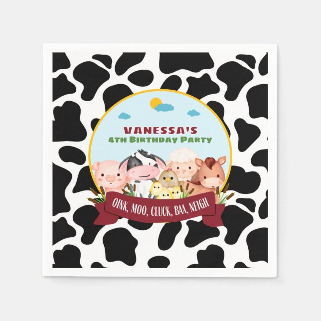 Servilleta De Papel Barnyard Bash Birthday (Anverso)