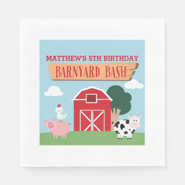 Servilleta De Papel Barnyard Birthday Bash/Fiesta (Anverso)