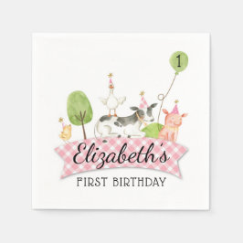 Servilleta De Papel Barnyard Fiestas Napkins, Chicas Barnyard Birthday