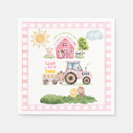 Servilleta De Papel Barnyard Fun Pink 2nd Birthday 