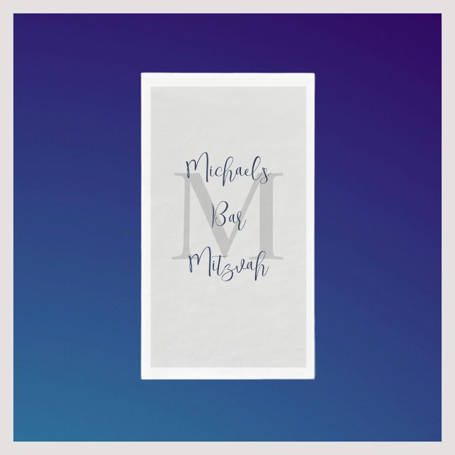 Servilleta De Papel Barra blanca azul de la marina Mitzvah Nombre Mono (Subido por el creador)