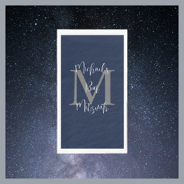 Servilleta De Papel Barra blanca azul de la marina Mitzvah Nombre Mono