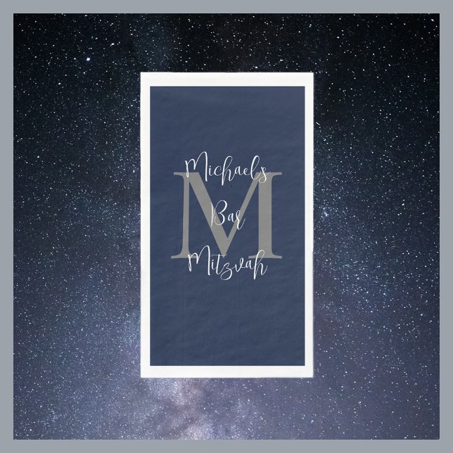 Servilleta De Papel Barra blanca azul de la marina Mitzvah Nombre Mono (Subido por el creador)