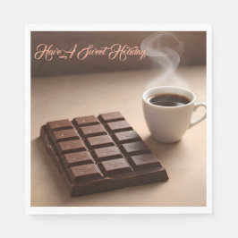Servilleta De Papel Barra de Chocolate Dulce y Taza de Café Personaliz