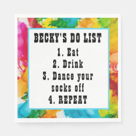 Servilleta De Papel Barra de murciélago Mitzvah Splash de color