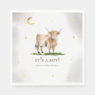 Servilleta De Papel Barra de papel Baby Shower Highland Cow Boy