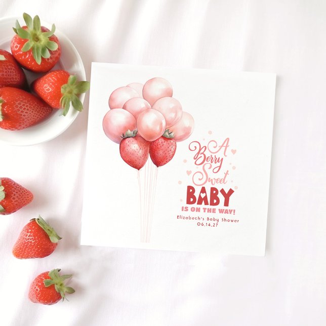 Servilleta De Papel Barras de fresa globos Baby Shower rojo y rosa (Subido por el creador)