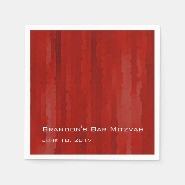 Servilleta De Papel Barras Mitzvah Red Techno (Anverso)