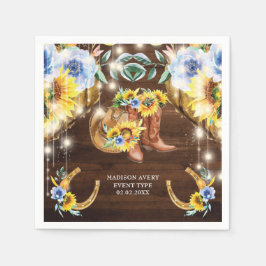 Servilleta De Papel Barras rusticas personalizadas Floral String Light