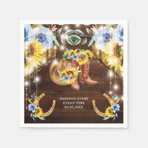 Servilleta De Papel Barras rusticas personalizadas Floral String Light