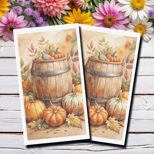 Servilleta De Papel Barrel de acuarela con calabazas de otoño (Subido por el creador)