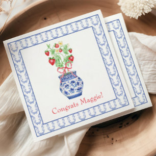 Servilleta De Papel Barrera Chinoiserie de fresas rojas