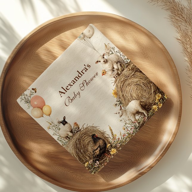 Servilleta De Papel Barrera Pastoral Campesina Baby Shower (Subido por el creador)