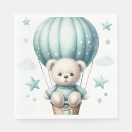 SERVILLETA DE PAPEL BARRIO DE TEDDY CUTE EN EL BALÓN DE AIRE CALIENTE 