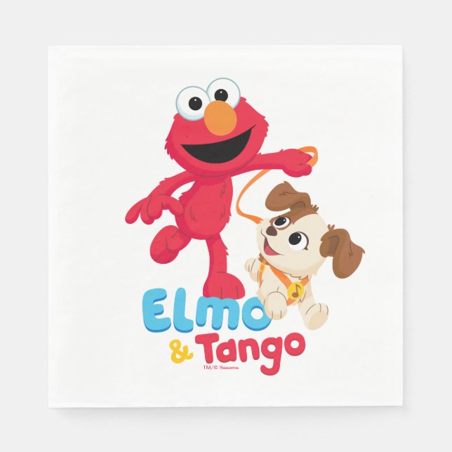 Servilleta De Papel Barrio Sésamo | Ejecución de Elmo y Tango (Anverso)