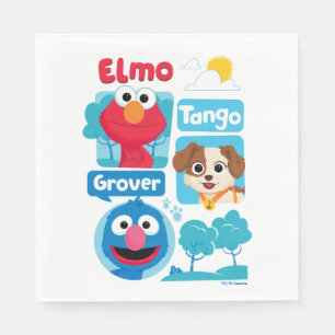 Servilleta De Papel Barrio Sésamo   Gráfico Elmo, Tango y Grover Par