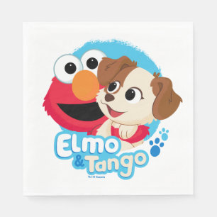 Servilleta De Papel Barrio Sésamo   Insignia Elmo y Tango
