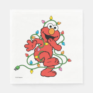 Servilleta De Papel Barrio Sésamo   Luces de Navidades Elmo