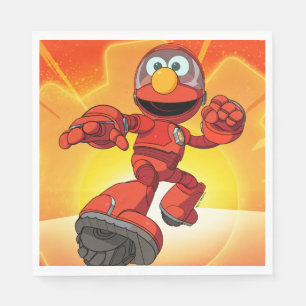 Servilleta De Papel Barrio Sésamo   Mecha Construye Elmo En Acción
